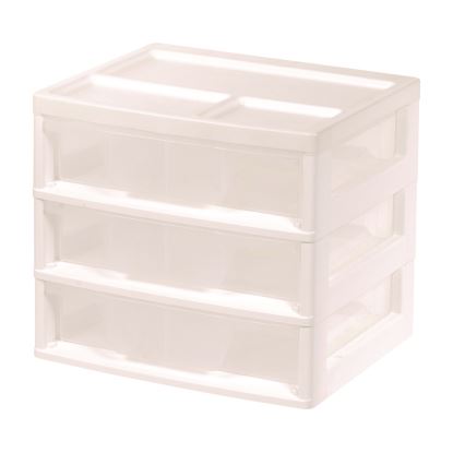 3-Drawer Desktop Storage, Plastic, 14.6 x 12.31 x 12.75, White/Clear1