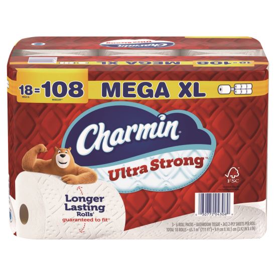 Ultra Strong Bathroom Tissue, Septic Safe, 2-Ply, White, 363 Sheets/Roll, 18 Rolls/Pack1