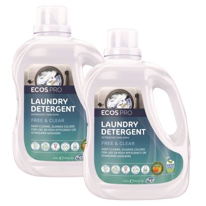 Laundry Detergent Liquid, Free and Clear, 170 oz Jug, 2/Carton1