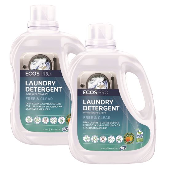 Laundry Detergent Liquid, Free and Clear, 170 oz Jug, 2/Carton1