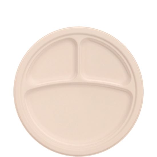 Compostable Fiber Dinnerware, ProPlanet Seal, 3-Compartment Plate, 10.2" dia, Natural, 500/Carton1