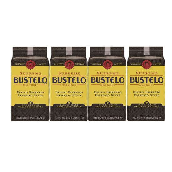 Cafe Bustelo Whole Bean Coffee, Espresso, 32 oz Bag, 4/Carton1