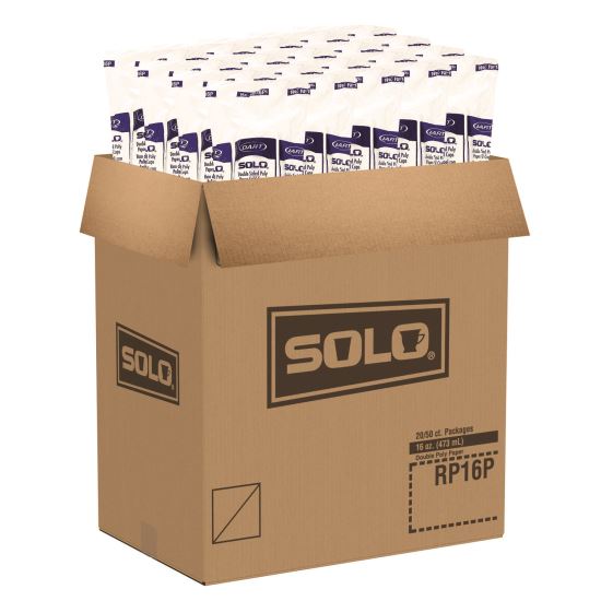 Double Sided Poly (DSP) Paper Cold Cups, 16 oz, White, 50 Cups/Sleeve, 20 Sleeves/Carton1