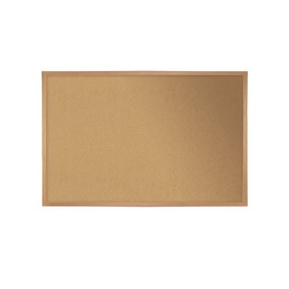 Natural Cork Bulletin Board with Wood Frame, 87.94" x 48.5", Tan Surface, Natural Oak Frame1