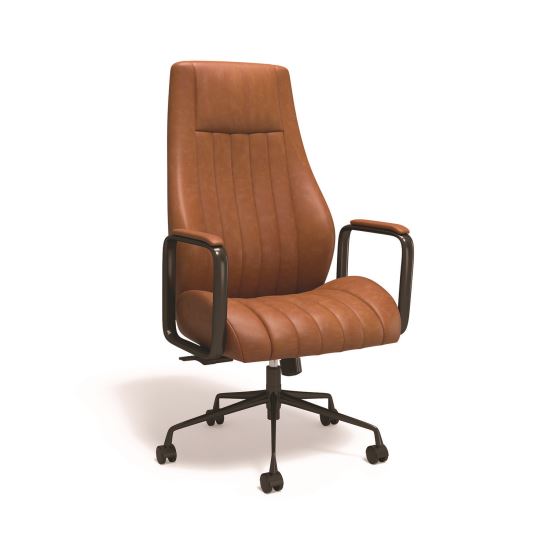 Industria 3-50L Ergonomic Bonded Leather Swivel Manager Chair, Supports Up to 275 lbs, 16.81" to 20.55" Seat Height, Brown1