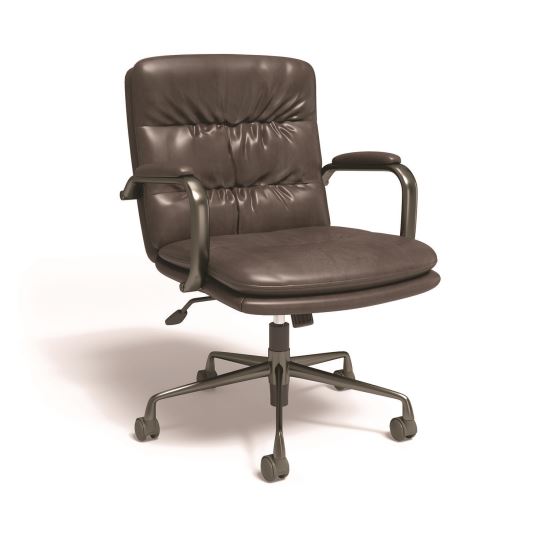 Industria 3-40C Bonded Leather Swivel Manager Chair, Supports Up to 275 lbs, 18.31" to 22.05" Seat Height, Gray Seat/Back1