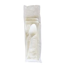 Four-Piece Cutlery Kit, Fork/Knife/Napkin/Teaspoon, Mediumweight, White, 250/Carton1
