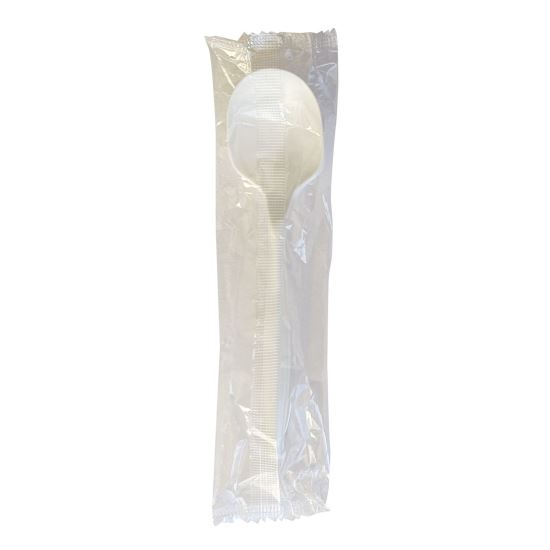 Mediumweight Wrapped Polypropylene Cutlery, Soup Spoon, White, 1,000/Carton1