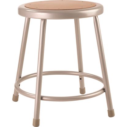 6200 Series Heavy Duty Steel Stool, Backless, Supports Up to 500 lb, 18" Seat Height, Brown Seat, Gray Base1