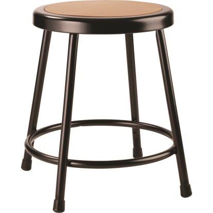 6200 Series Heavy Duty Steel Stool, Backless, Supports Up to 500 lb, 18" Seat Height, Brown Seat, Black Base1