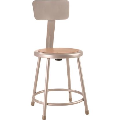 6200 Series Heavy Duty Steel Stool With Backrest, Supports Up to 500 lb, 18" Seat Height, Brown Seat, Gray Back/Base1