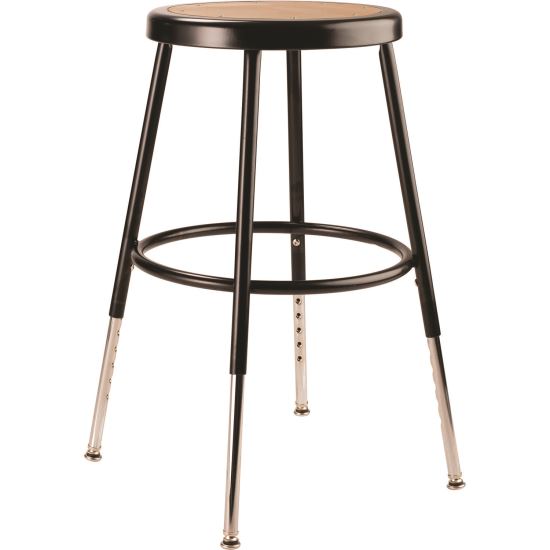 6200 Series Height Adjustable Heavy Duty Steel Stool, Backless, Supports 500lb,19' to 27' Seat Height, Brown Seat, Black Base1