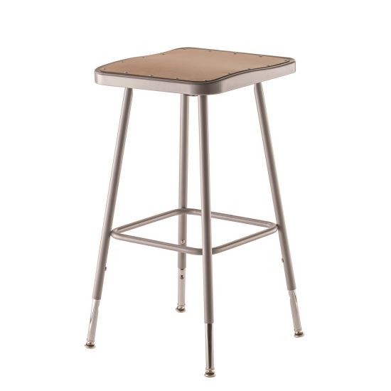 6300 Series Height Adjust Heavy Duty Square Seat Steel Stool, Backless, 500lb, 23.75" to 31.75" Height, Brown Seat, Gray Base1