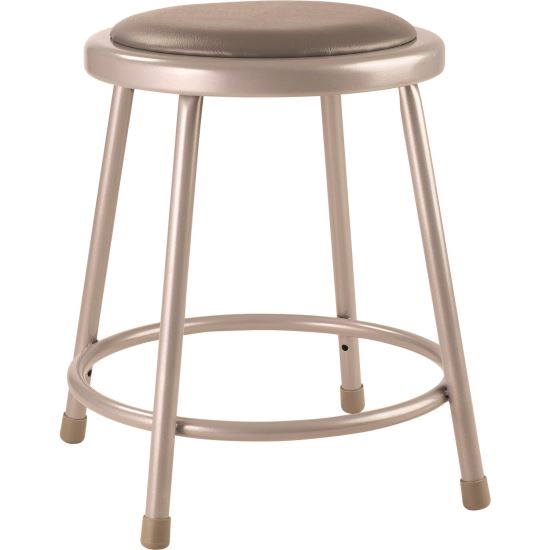 6400 Series Fixed Height Heavy Duty Vinyl Padded Steel Stool, Backless, Supports 500 lb, 18" Seat Height, Gray Seat/Base1