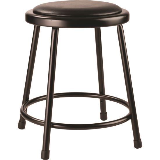 6400 Series Fixed Height Heavy Duty Vinyl Padded Steel Stool, Backless, Supports 500 lb, 18" Seat Height, Black Seat/Base1