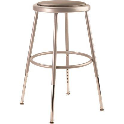 6400 Series Height Adjustable HD Vinyl Padded Steel Stool, Backless, Supports 500 lb, 18.5"-26.5" Seat Height, Gray Seat/Base1