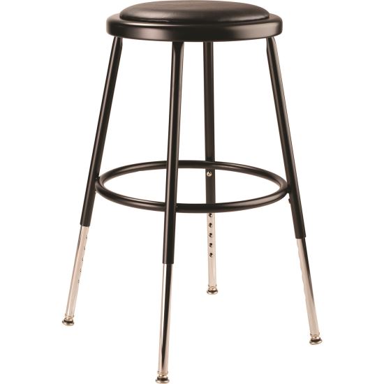 6400 Series Height Adjustable HD Vinyl Padded Steel Stool, Backless, Supports 500 lb, 18.5"-26.5" Seat Height,Black Seat/Base1