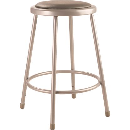 6400 Series Fixed Height Heavy Duty Vinyl Padded Steel Stool, Backless, Supports 500 lb, 24" Seat Height, Gray Seat/Base1