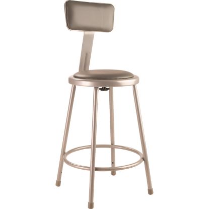 6400 Series Heavy Duty Vinyl Padded Steel Stool With Backrest, Supports Up to 500 lbs, 24" Seat Height, Gray Seat, Gray Base1