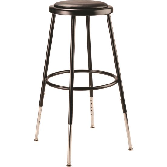 6400 Series Height Adjustable Heavy Duty Vinyl Padded Steel Stool, Supports 500 lbs, 25" to 33" Seat Height, Black Seat/Base1