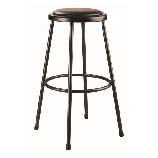 6400 Series Fixed Height Heavy Duty Vinyl Padded Steel Stool, Backless, Supports 500 lb, 30" Seat Height, Black Seat/Base1