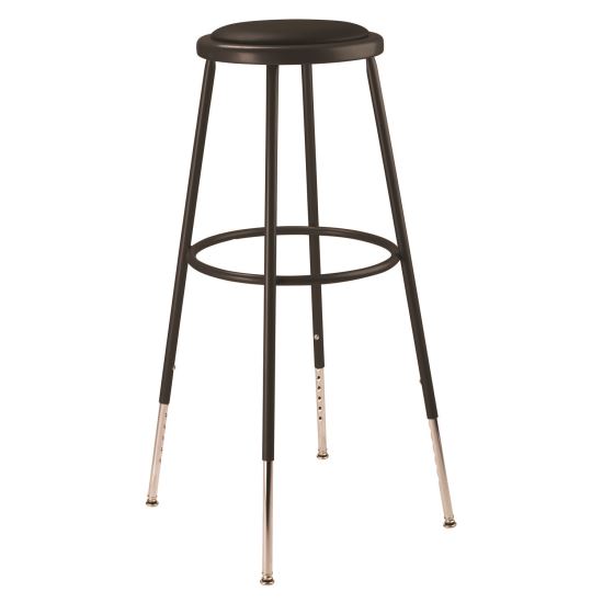 6400 Series Height Adjustable HD Vinyl Padded Steel Stool, Supports 500 lbs, 30.5" to 38.5" Seat Height, Black Seat/Base1