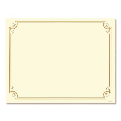 Golden Scroll Frame Foil Certificate, 11 x 8.5, Beige with Gold Scroll Border, 12/Pack1