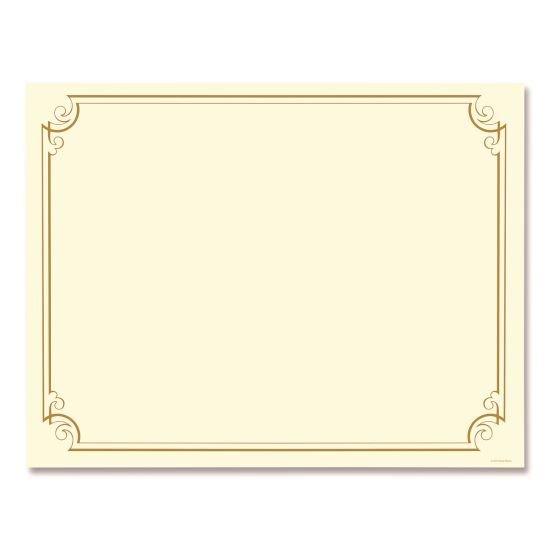 Golden Scroll Frame Foil Certificate, 11 x 8.5, Beige with Gold Scroll Border, 12/Pack1