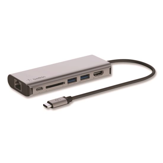 Connect 6-in-1 USB-C Multiport Adapter Hub, 6-Port, Gray1