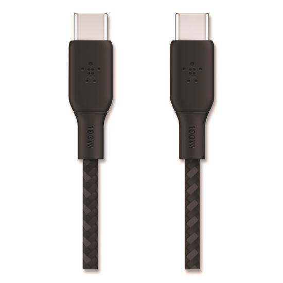 BOOST CHARGE Braided USB-C to USB-C Cable, 100 W Power Delivery, 6.6 ft, Black1