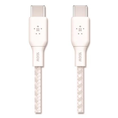 BOOST CHARGE Braided USB-C to USB-C Cable, 100 W Power Delivery, 6.6 ft, White, 2/Pack1