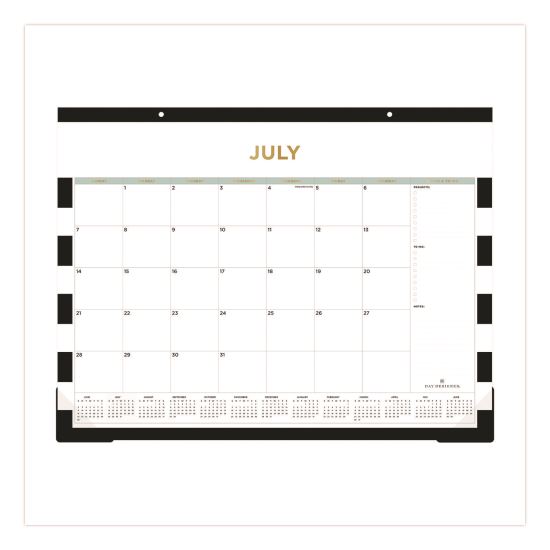 Day Designer Rugby Stripe Academic Year Desk Pad Calendar, 22 x 17, White/Black Sheets, 12-Month (July to June): 2024 to 20251