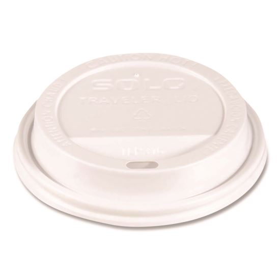 Traveler Hot Cup Lids, Fits 12 oz to 16 oz Cups, White, 100/Pack1