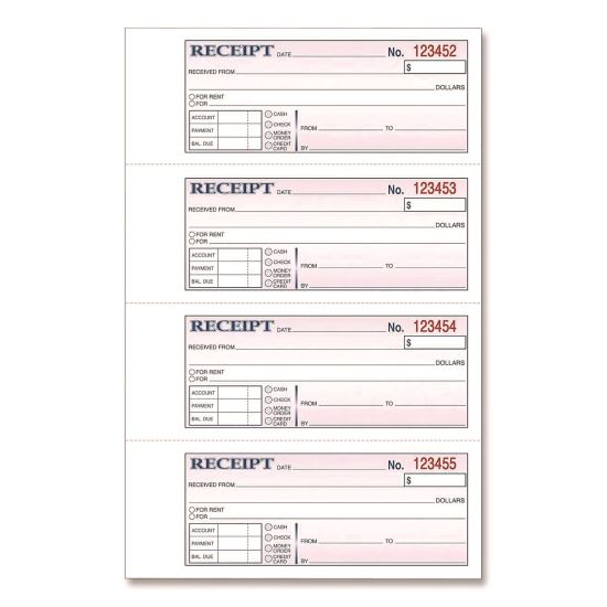 Money/Rent Receipt Book, Two-Part Carbonless, 7.13 x 2.75, 200 Forms Total1