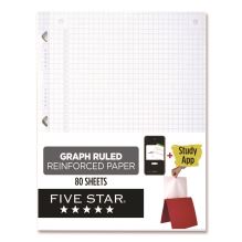 Reinforced Filler Paper Plus Study App, 3-Hole, 8.5 x 11, Quadrille Rule, 80/Pack1