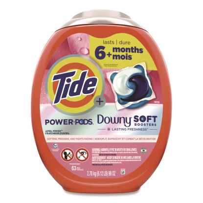 Power PODS Plus Downy Laundry Detergent, April Fresh Scent, 98 oz Tub, 63 Pods/Tub1