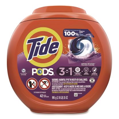 PODS Laundry Detergent, Spring Meadow Scent, 35 oz Tub, 42 Pods/Tub1