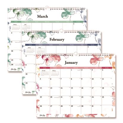 Lindley Wall Calendar, Floral Artwork, 15 x 12, White/Pink/Red Sheets, 12-Month (Jan to Dec): 20251