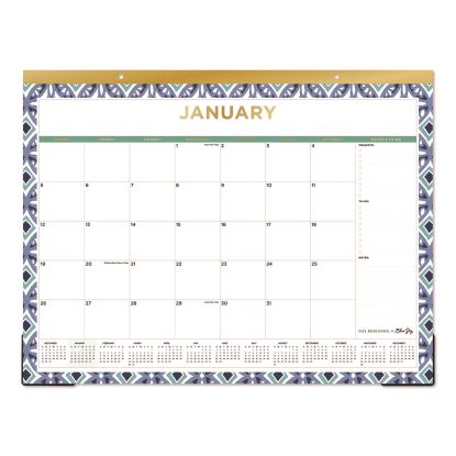 Tile Desk Pad Calendar, Geometric Artwork, 22 x 17, White Sheets, Gold Headband, Clear Corners, 12-Month (Jan to Dec): 20251