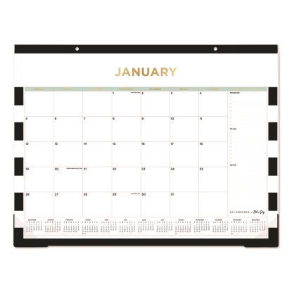 Day Designer Rugby Stripe Desk Pad Calendar, 22 x 17, White/Black Sheets, 12-Month (Jan to Dec): 20251