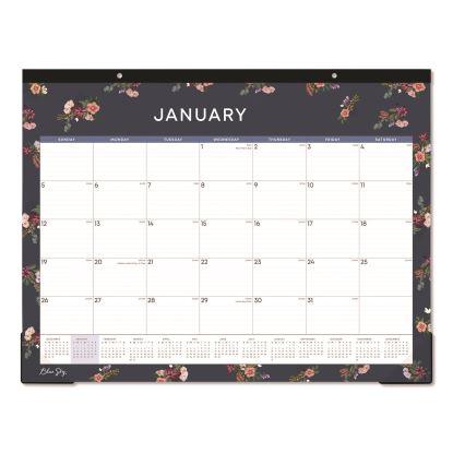 Ashlyn Desk Pad Calendar, Floral Artwork, 22 x 17, White/Blue/Pink Sheets, Black Headband, 12-Month (Jan to Dec): 20251