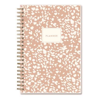 Natalya Weekly/Monthly Planner, Abstract Artwork, 8 x 5, Peach-Pink/White Cover, 12-Month (Jan to Dec): 20251