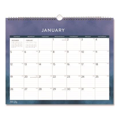 Savoy Cool Monthly Wall Calendar, Abstract Artwork, 15 x 12, White/Blue Sheets, 12-Month (Jan to Dec): 20251