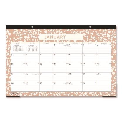 Natalya Desk Pad Calendar, Abstract Artwork, 17 x 11, White/Peach Sheets, Black Headband, 12-Month (Jan to Dec): 20251