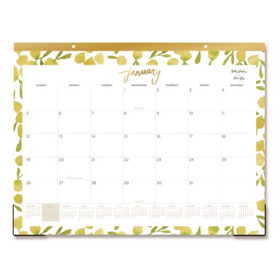 Kelly Ventura Mimosa Desk Pad Calendar, Lemons Artwork, 22 x 17, White/Yellow/Green Sheets, 12-Month (Jan to Dec): 20251