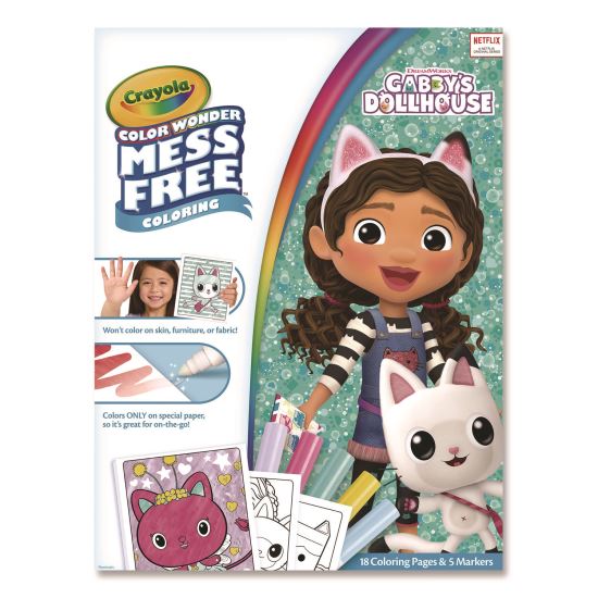 Gabby's Dollhouse Color Wonder Kit, (18) Coloring Pages, (5) Gabby's Collection Markers1