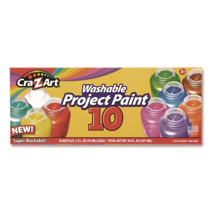 Washable Project Paints, 10 Assorted Colors, 2 oz Bottles, 10/Pack1