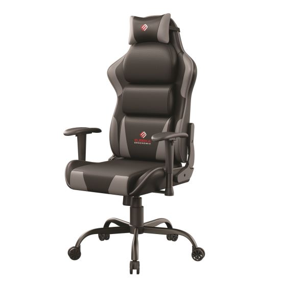 Hector Ergonomic Chair, Supports Up to 300 lb, 20.25" - 24.25" Seat Height, Black PU Leather Seat, Black/Gray PU Leather Back1