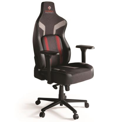 Python II Ergonomic Chair, Supports up to 300 lb, 18.88" to 22.83" Seat Height, Black Fabric Seat, Black/Red Fabric Back1