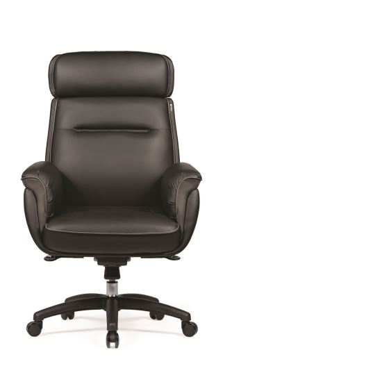 Royal Executive Office Chair, Support up to 300 lb, 19.46"-22.26" Seat Height, Black PU Leather Seat, Black Faux Leather Back1